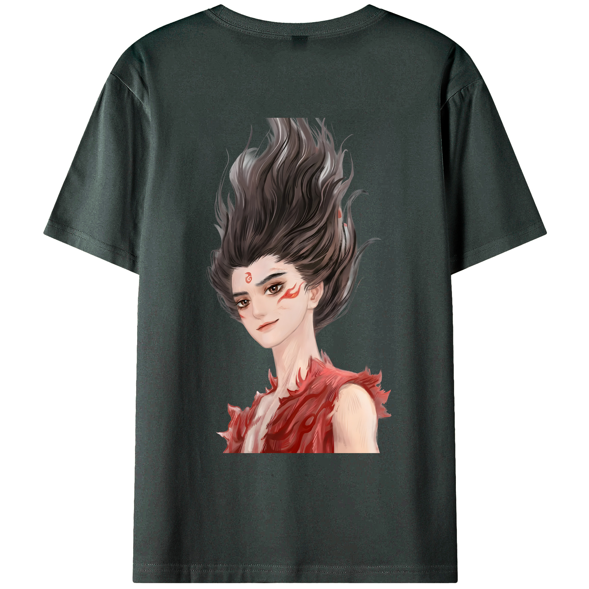 （画像用） Ne Zha 2 ナタ 魔童の大暴れ 綿100％ メンズ半袖Tシャツ（バックプリント） 通気性